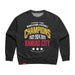 MAS Kansas City Wheelchair Football Three-Time Champions Women's Faded Black Modern Crewneck Sweatshirt on a white background
