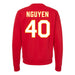Back angle of the Alex Nguyen MAS Kansas City Wheelchair Football Amplife Red Crewneck Sweatshirt against a white background