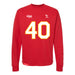 Front angle of the Alex Nguyen MAS Kansas City Wheelchair Football Amplife Red Crewneck Sweatshirt against a white background