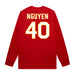 Back angle of the Alex Nguyen MAS Kansas City Wheelchair Football Amplife Red Long Sleeve T-Shirt against a white background