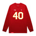Front angle of the Alex Nguyen MAS Kansas City Wheelchair Football Amplife Red Long Sleeve T-Shirt against a white background