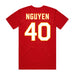 Back angle of the Alex Nguyen MAS Kansas City Wheelchair Football Amplife Red T-Shirt against a white background