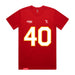 Front angle of the Alex Nguyen MAS Kansas City Wheelchair Football Amplife Red T-Shirt against a white background