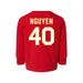 Back angle of the Alex Nguyen MAS Kansas City Wheelchair Football Amplife Toddler Red Long Sleeve T-Shirt against a white background