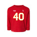 Front angle of the Alex Nguyen MAS Kansas City Wheelchair Football Amplife Toddler Red Long Sleeve T-Shirt against a white background