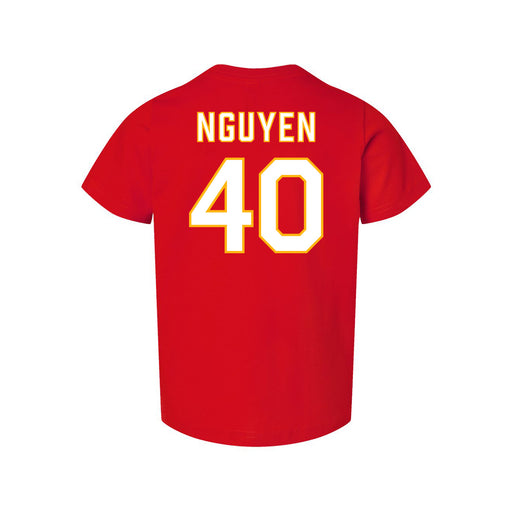 Back angle of the Alex Nguyen MAS Kansas City Wheelchair Football Amplife Toddler Red T-Shirt against a white background