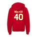 Back angle of the Alex Nguyen MAS Kansas City Wheelchair Football Amplife Youth Red Hoodie against a white background