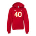 Front angle of the Alex Nguyen MAS Kansas City Wheelchair Football Amplife Youth Red Hoodie against a white background