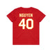 Back angle of the Alex Nguyen MAS Kansas City Wheelchair Football Amplife Youth Red T-Shirt against a white background