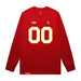 Front angle of the MAS Kansas City Wheelchair Football Amplife Customizable Red Long Sleeve T-Shirt against a white background