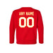 Back angle of the MAS Kansas City Wheelchair Football Amplife Customizable Toddler Red Crewneck Sweatshirt against a white background