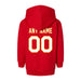 Back angle of the MAS Kansas City Wheelchair Football Amplife Customizable Toddler Red Hoodie against a white background