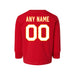 Back angle of the MAS Kansas City Wheelchair Football Amplife Customizable Toddler Red Long Sleeve T-Shirt against a white background