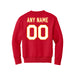 Back angle of the MAS Kansas City Wheelchair Football Amplife Customizable Youth Red Crewneck Sweatshirt against a white background