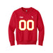 Front angle of the MAS Kansas City Wheelchair Football Amplife Customizable Youth Red Crewneck Sweatshirt against a white background