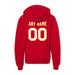Back angle of the MAS Kansas City Wheelchair Football Amplife Customizable Youth Red Hoodie against a white background