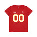 Front angle of the MAS Kansas City Wheelchair Football Amplife Customizable Youth Red T-Shirt against a white background