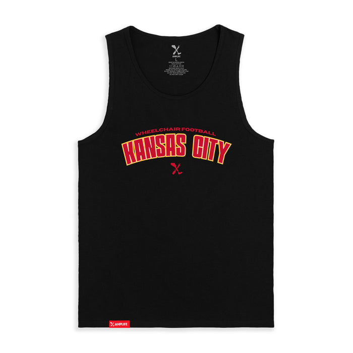 MAS Kansas City Wheelchair Football Arch Black Tank Top on a white background