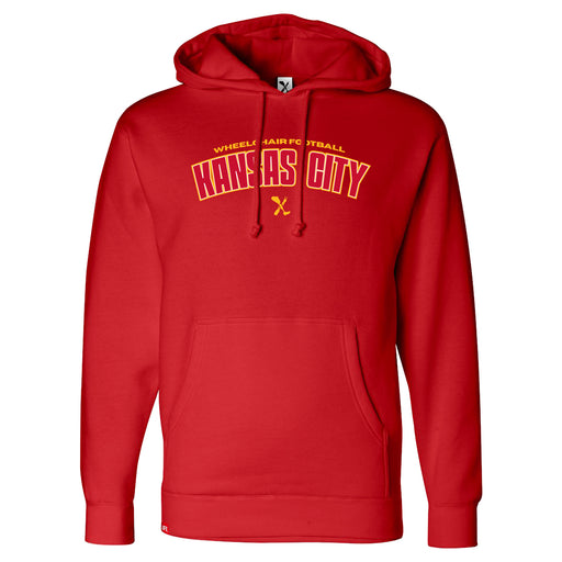 MAS Kansas City Wheelchair Football Arch Red Hoodie on a white background