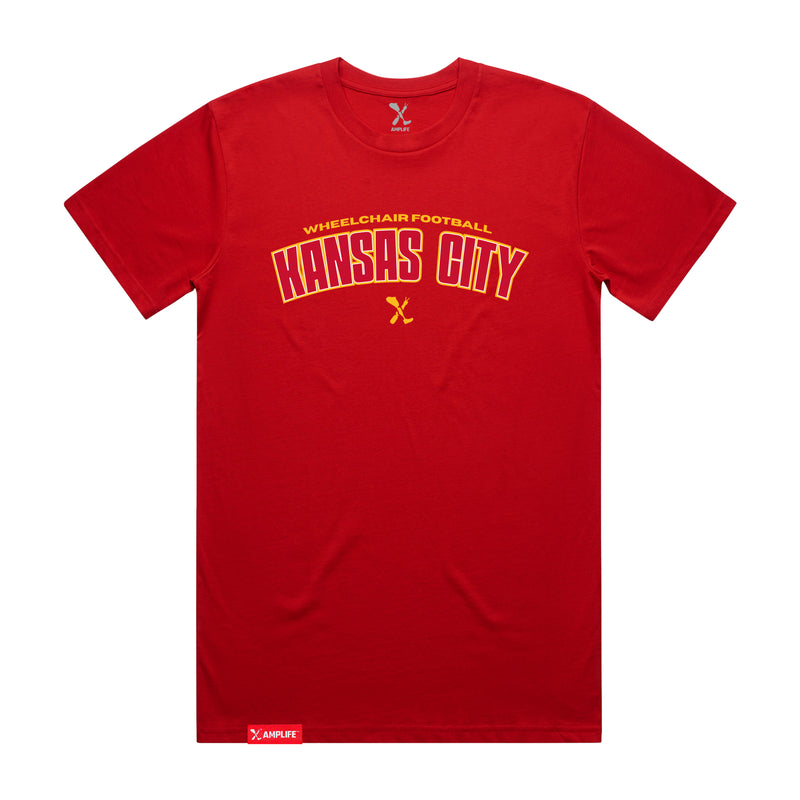 MAS Kansas City Wheelchair Football Arch Red T-Shirt on a white background