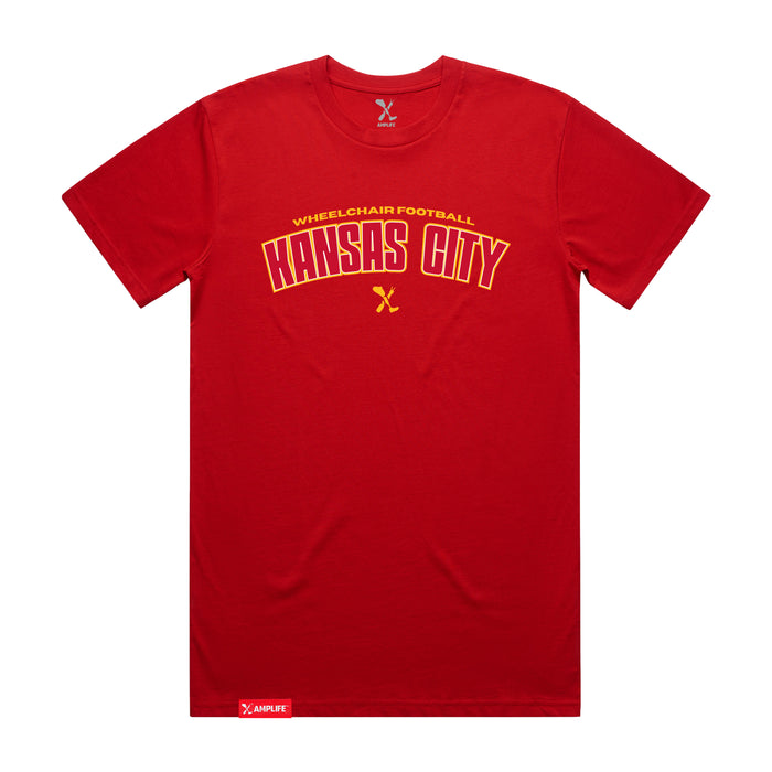 MAS Kansas City Wheelchair Football Arch Red T-Shirt on a white background