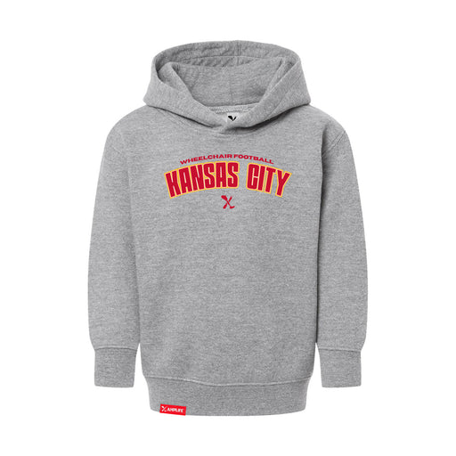 MAS Kansas City Wheelchair Football Arch Toddler Heather Grey Hoodie on a white background