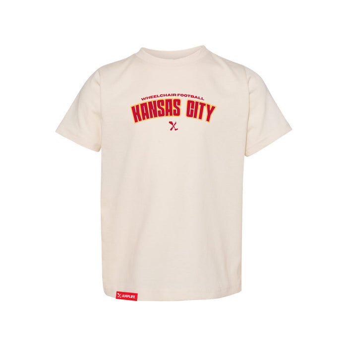 MAS Kansas City Wheelchair Football Arch Toddler Natural T-Shirt on a white background