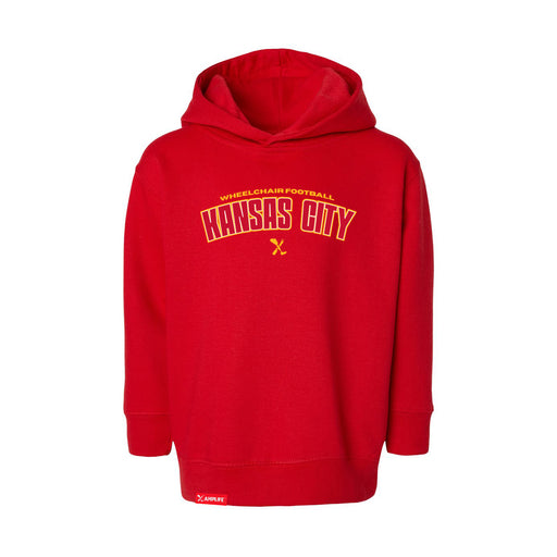 MAS Kansas City Wheelchair Football Arch Toddler Red Hoodie on a white background