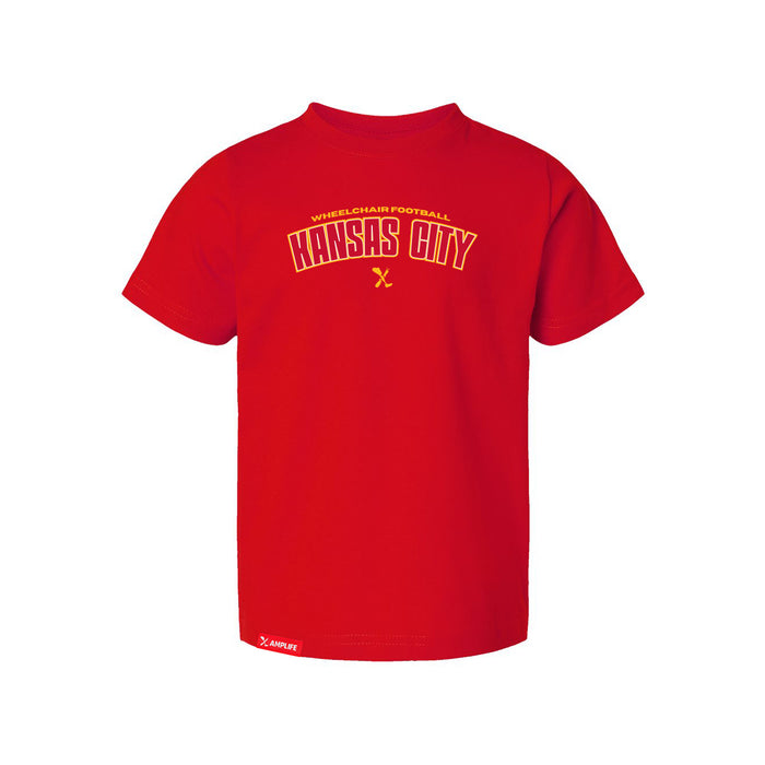 MAS Kansas City Wheelchair Football Arch Toddler Red T-Shirt on a white background