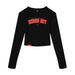 MAS Kansas City Wheelchair Football Arch Women's Black Crop Long Sleeve T-Shirt on a white background