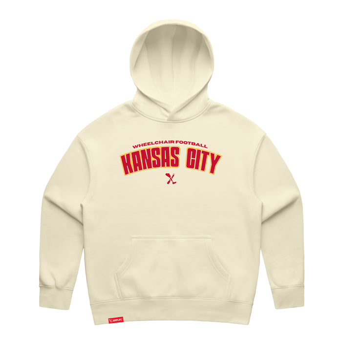 MAS Kansas City Wheelchair Football Arch Women's Butter Modern Hoodie on a white background