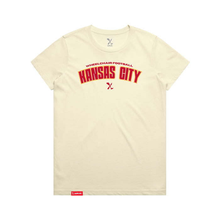 MAS Kansas City Wheelchair Football Arch Women's Butter T-Shirt on a white background