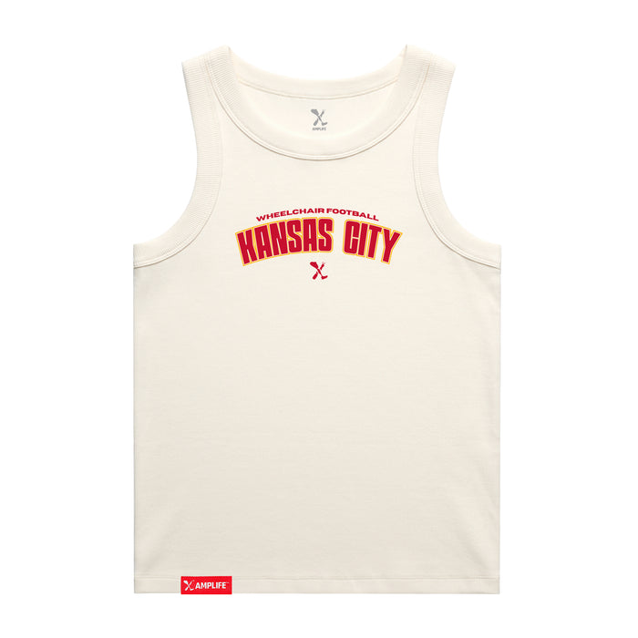 MAS Kansas City Wheelchair Football Arch Women's Ecru Organic Tank Top on a white background