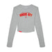MAS Kansas City Wheelchair Football Arch Women's Heather Grey Crop Long Sleeve T-Shirt on a white background