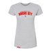 MAS Kansas City Wheelchair Football Arch Women's Heather Grey Slim T-Shirt on a white background