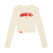 MAS Kansas City Wheelchair Football Arch Women's Natural Crop Long Sleeve T-Shirt on a white background