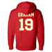 Back angle of the Chad Graham MAS Kansas City Wheelchair Football Amplife Red Hoodie against a white background
