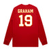Back angle of the Chad Graham MAS Kansas City Wheelchair Football Amplife Red Long Sleeve T-Shirt against a white background