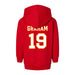 Back angle of the Chad Graham MAS Kansas City Wheelchair Football Amplife Toddler Red Hoodie against a white background