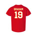 Back angle of the Chad Graham MAS Kansas City Wheelchair Football Amplife Toddler Red T-Shirt against a white background
