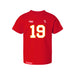 Front angle of the Chad Graham MAS Kansas City Wheelchair Football Amplife Toddler Red T-Shirt against a white background