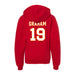 Back angle of the Chad Graham MAS Kansas City Wheelchair Football Amplife Youth Red Hoodie against a white background