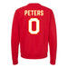 Back angle of the Clayton Peters MAS Kansas City Wheelchair Football Amplife Red Crewneck Sweatshirt against a white background