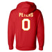 Back angle of the Clayton Peters MAS Kansas City Wheelchair Football Amplife Red Hoodie against a white background
