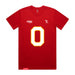 Front angle of the Clayton Peters MAS Kansas City Wheelchair Football Amplife Red T-Shirt against a white background