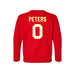Back angle of the Clayton Peters MAS Kansas City Wheelchair Football Amplife Toddler Red Crewneck Sweatshirt against a white background