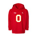 Front angle of the Clayton Peters MAS Kansas City Wheelchair Football Amplife Toddler Red Hoodie against a white background