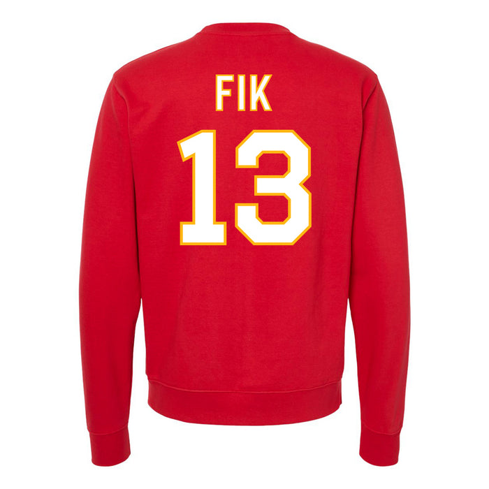 Back angle of the Danny Fik MAS Kansas City Wheelchair Football Amplife Red Crewneck Sweatshirt against a white background