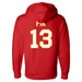 Back angle of the Danny Fik MAS Kansas City Wheelchair Football Amplife Red Hoodie against a white background