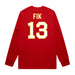 Back angle of the Danny Fik MAS Kansas City Wheelchair Football Amplife Red Long Sleeve T-Shirt against a white background